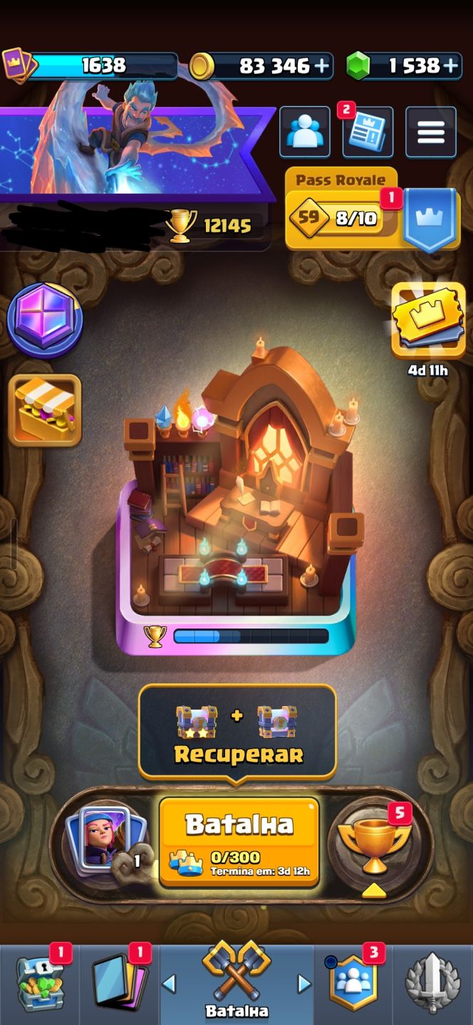 Conta clash royale 12k de troféus com todas as cartas