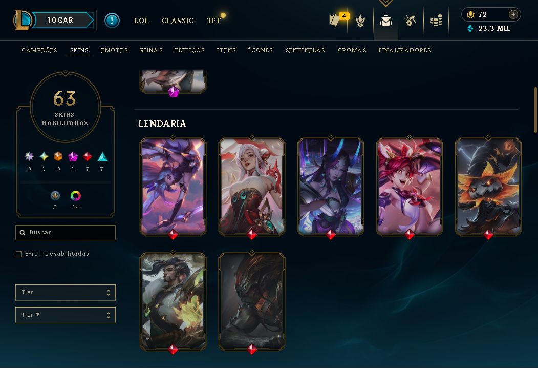 Conta de Lol com skins raras, Miss Fortune, Yasuo, Irelia, Akali, Jinx e Veigar
