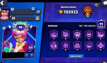 Valor Negociável - Conta Brawl Stars com 100k Troféus, 2022, 99 Prestígios