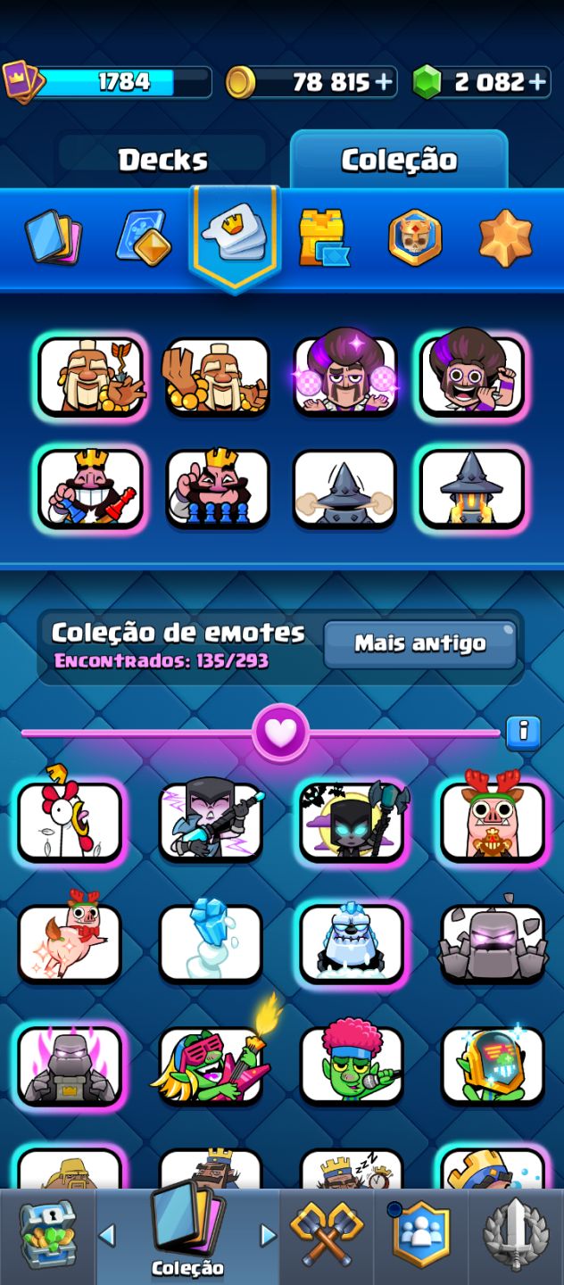 Conta premium com muitas skins e emotes - Clash Royale