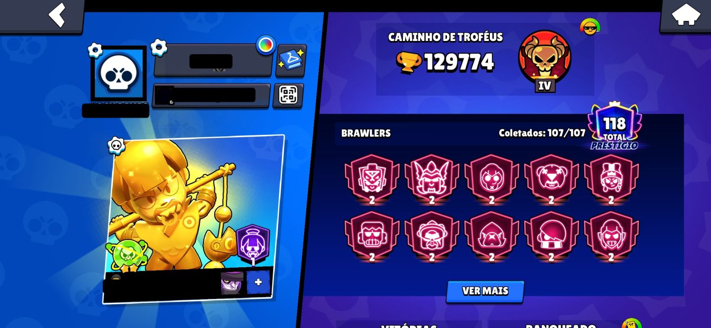 (50% OFF)Brawl Stars FULL | 130K Troféus + 773 Skins (2Frank Rei) + Fama Alien 2