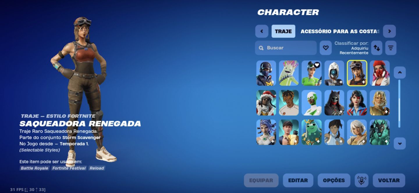 CONTA FORTNITE FULL ACESSO COM 39 SKINS / RENEGADE RIDER E MUITO MAIS!