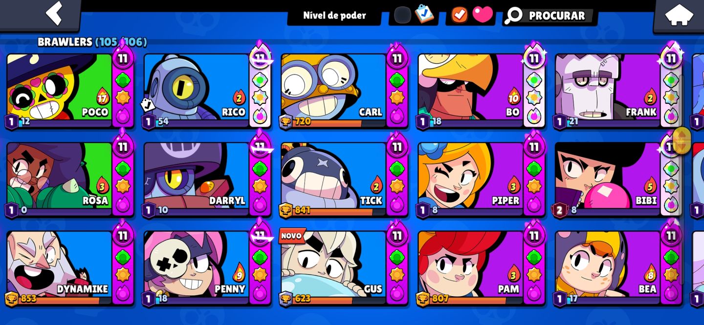 CONTA BRAWL STARS FULL + DE 95 BRAWLERS PODE 11 E BUFFIES
