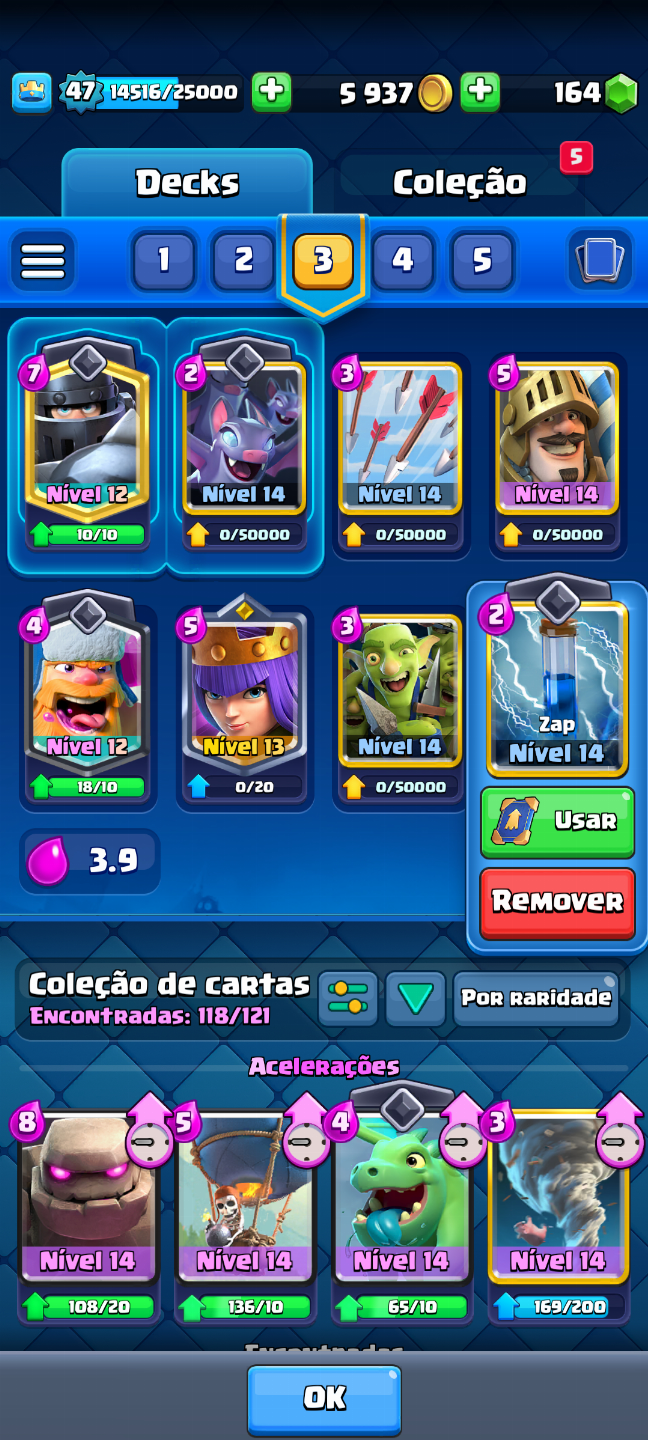 Conta Clash Royale, bem upada, cheio de cartas