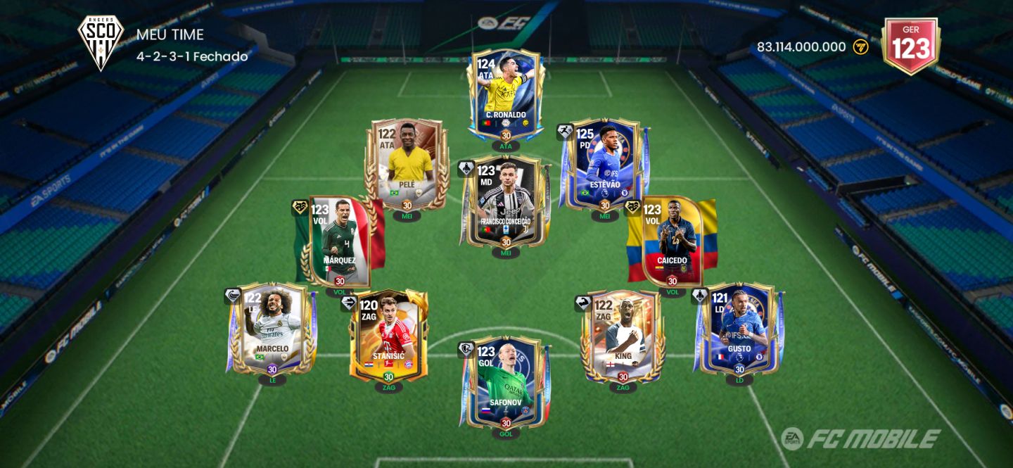 CONTA FC MOBILE GER 123 | CR7 124 + ESTÊVÃO 125 + PELÉ 122 + 83 BILIÕES DE COINS