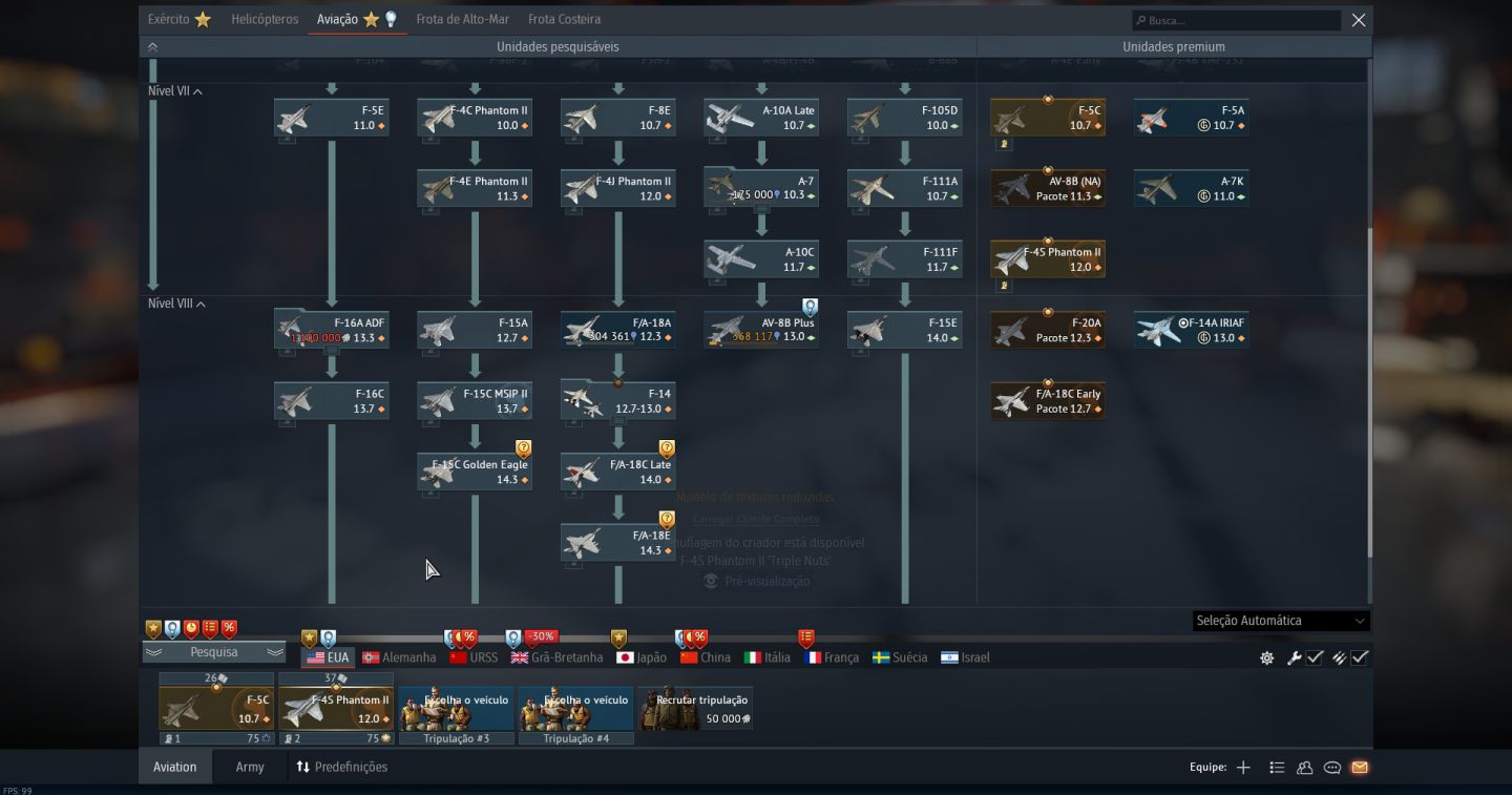 Conta War thunder Top tier em aviação