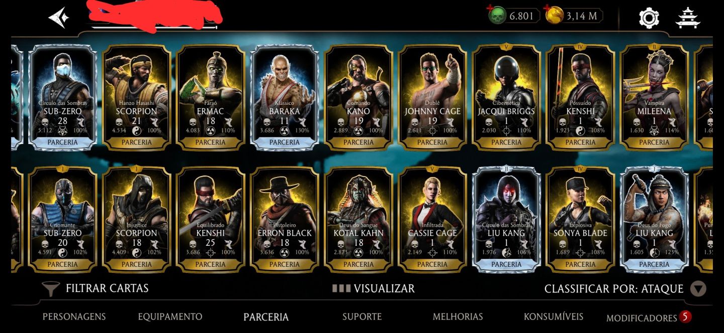CONTA TOP TIER MK MOBILE NVL 60 | TIME MK11 FULL FX | 6.8K ALMAS