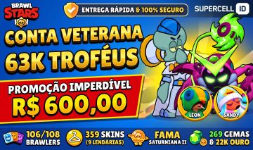 Conta Brawl Stars Veterana (2018) | 63k Troféus | 106 Brawlers