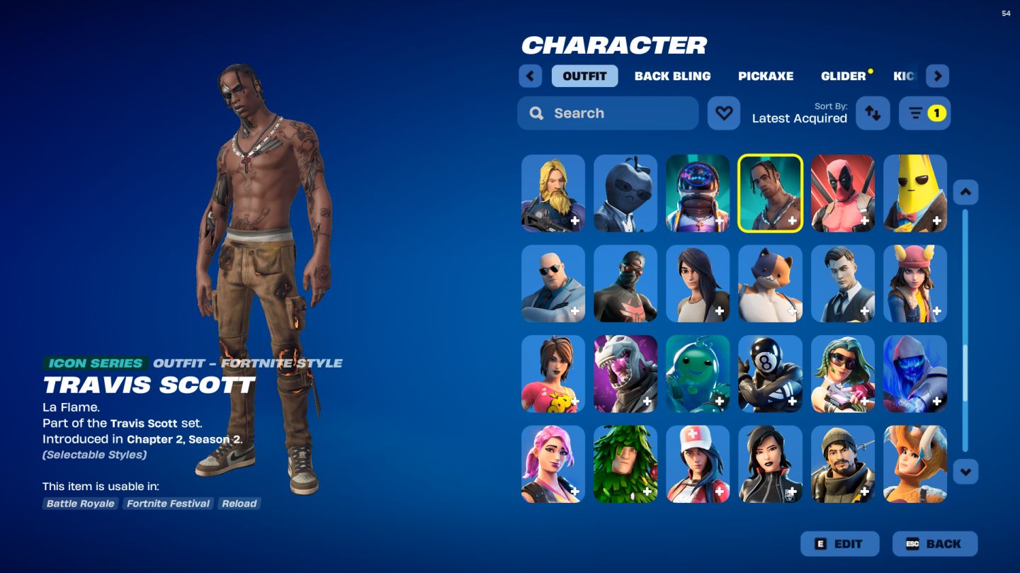 CONTA FORTNITE 120 SKINS TRAVIS SCOTT+ASTRO JACK+GLIDER CYCLONE+GESTO RAGE+SM