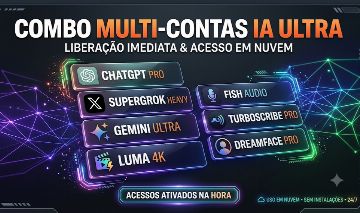 Combo Contas Elite IA ChatGPT Pro, Gemini Ultra, Grok SuperHeavy & Vídeos Etc..