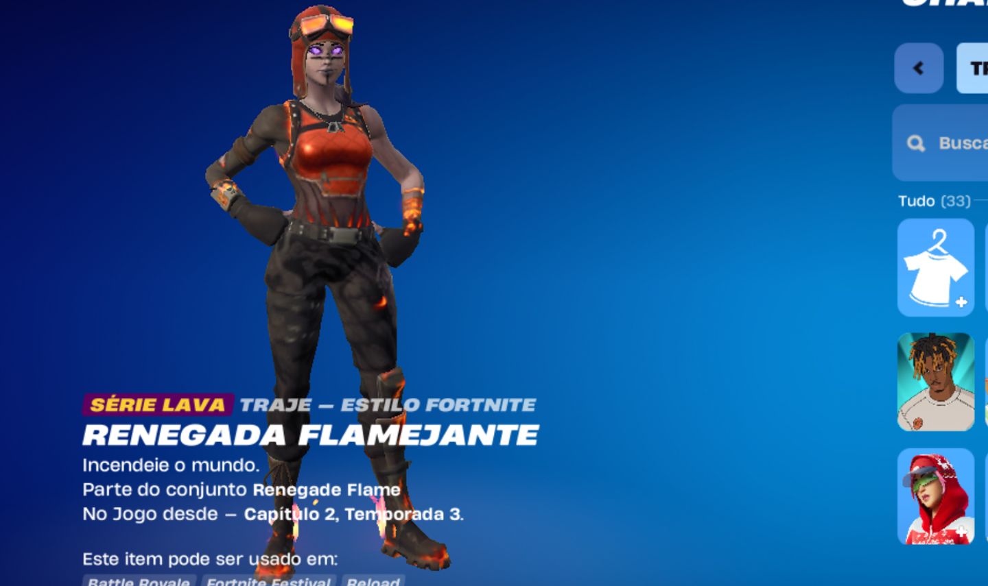 CONTA FORTNITE RENEGADE FLAMEJANTE /// 33 SKINS /// PACOTÃO DO GELO