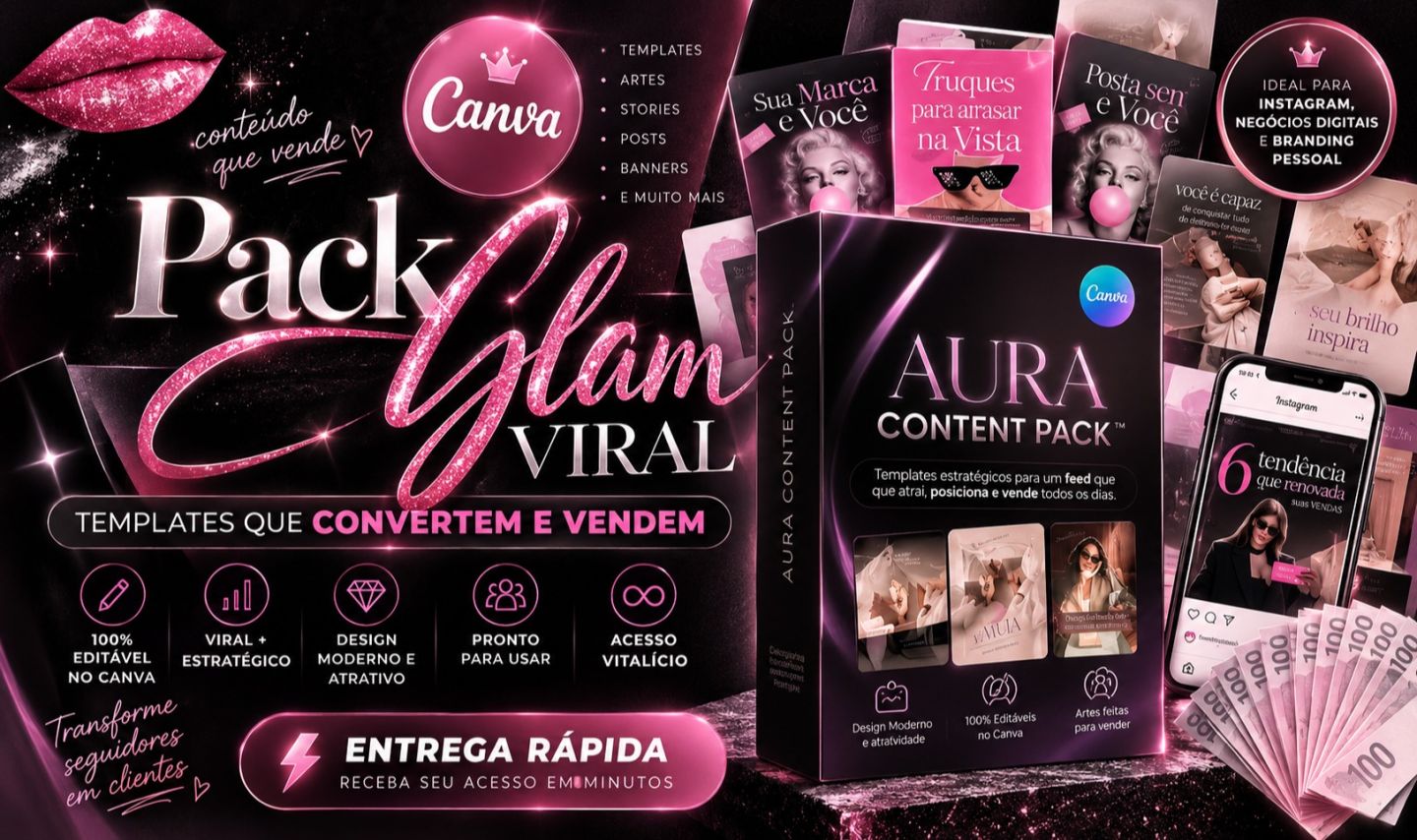 [MELHOR PREÇO!] PACK DESIGN CANVA VIRAL | ENTREGA RÁPIDA | + ACESSO VITALÍCIO