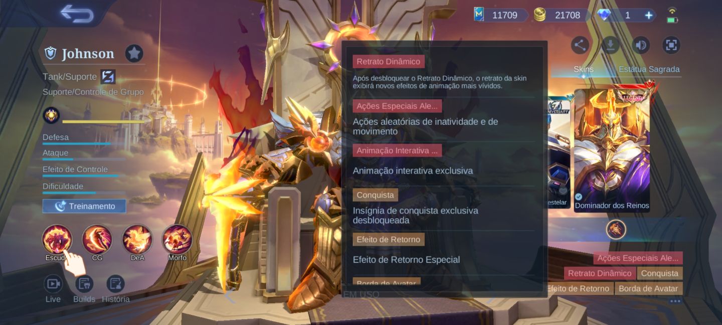 Conta de mobile legends com 330 skins e todos os personagens