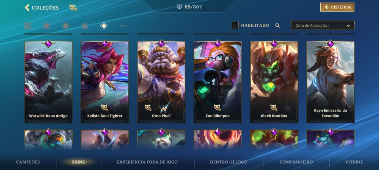 Wild Rift Conta 65 Skins (Lendárias + Épicas) | Nível 160