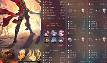 Conta Honkai Star Rail SABER E6S1, Archer E2S1, Evanescia E1S1 com time BiS