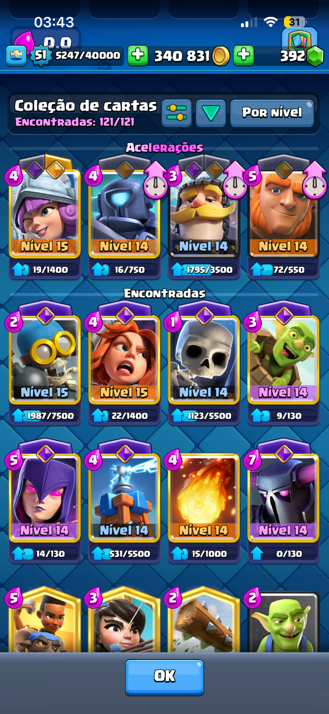 Conta Clash Royale com 10k de troféus, emotes, 1k gasto na conta