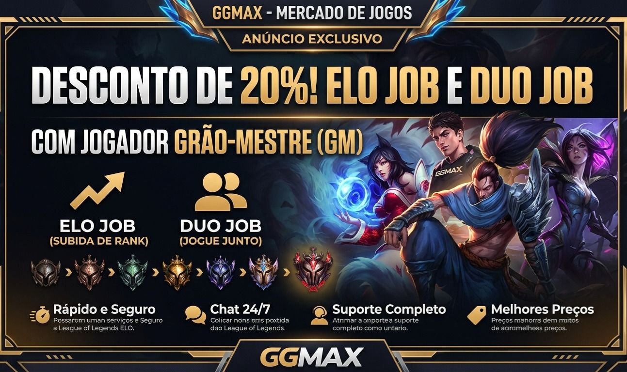 PROMOÇÃO - ELO JOB E DUO JOB LEAGUE OF LEGENDS - COM JOGADOR GM