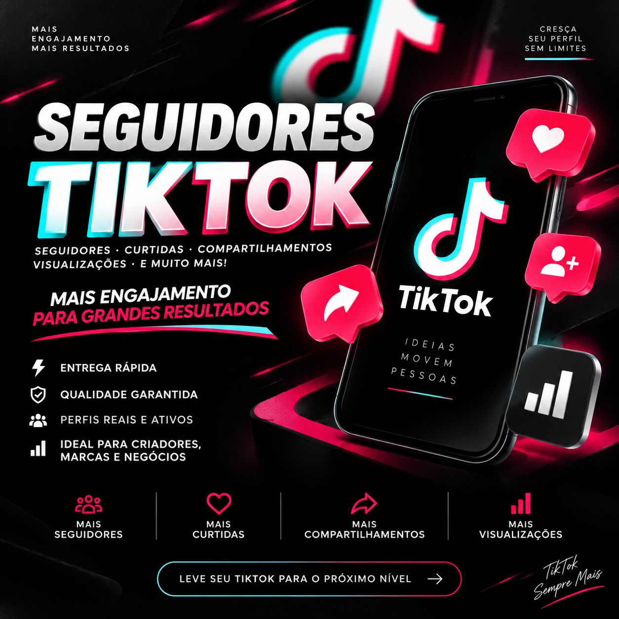 (ENVIO RAPIDO) TIK TOK - SEGUIDORES, LIKES E MUITO MAIS (REPOSIÇÃO AUTOMATICA)