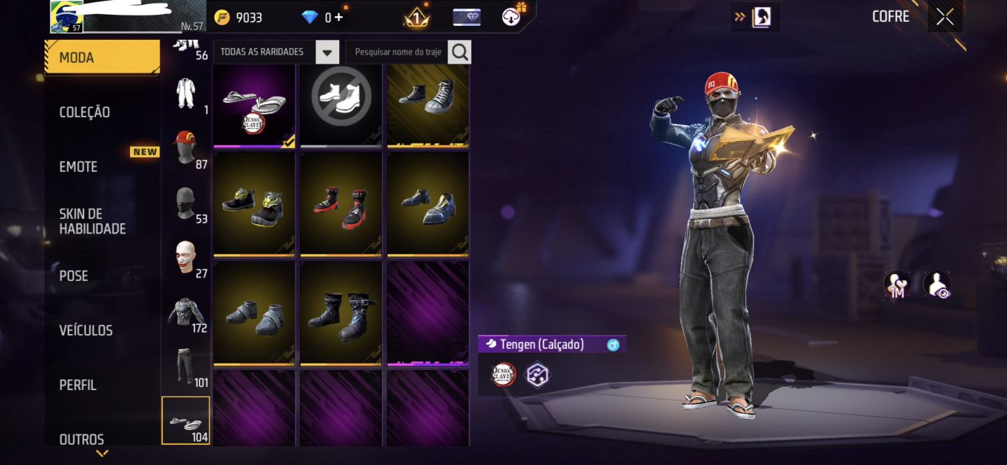 Conta Free Fire Antiga Nível 57 Para Pessoas Exigentes Cheia de Roupas e itens