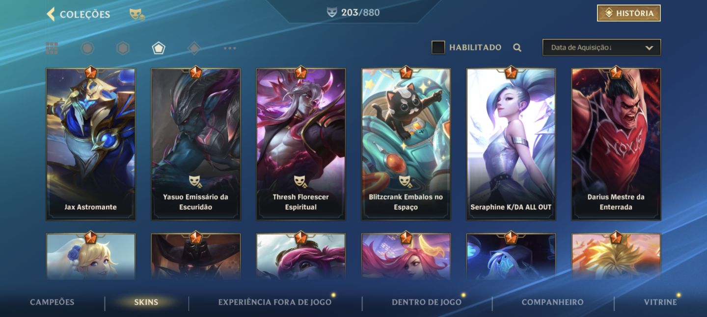 Conta ex monarca, high elo com skins raras