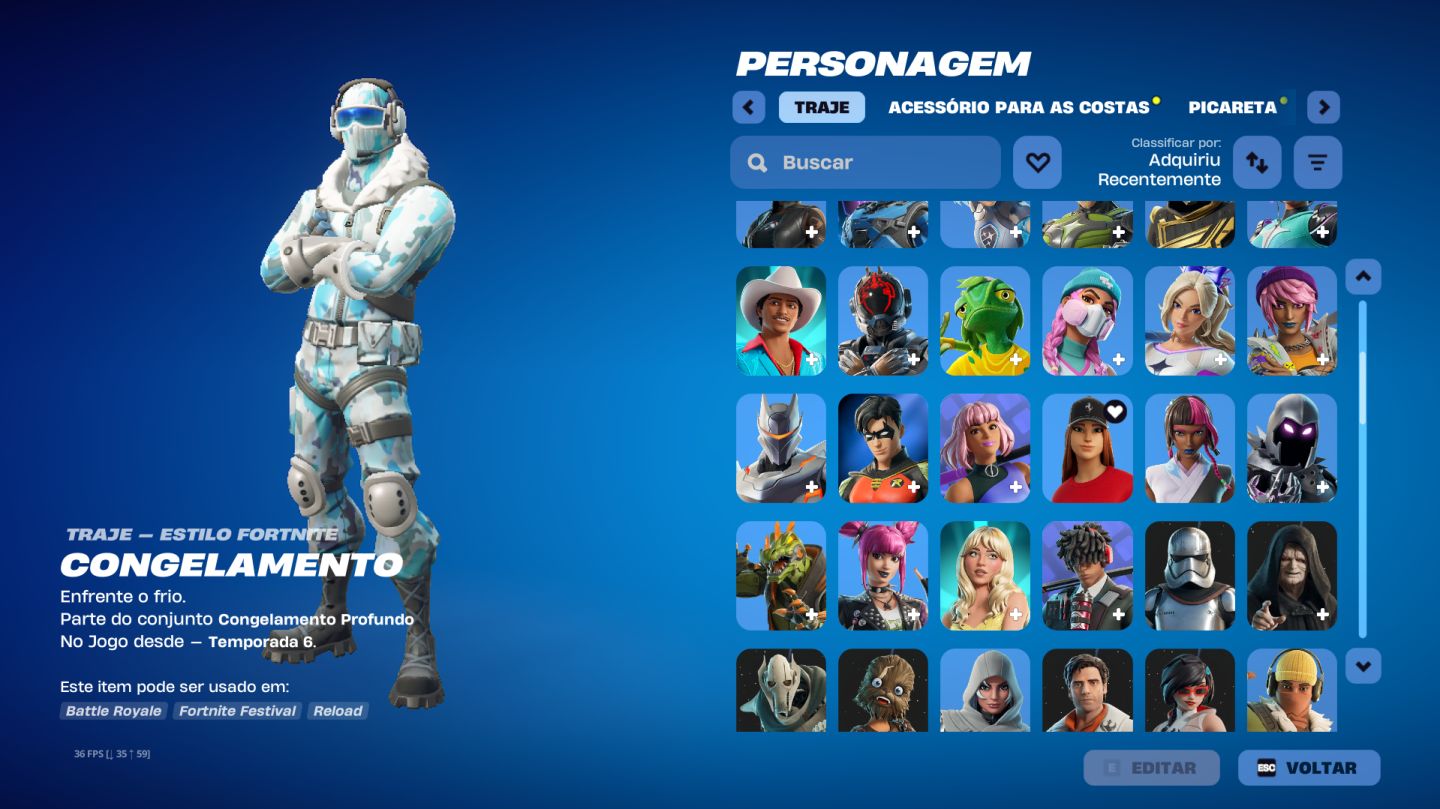 CONTA FORTNITE À VENDA | 136 SKINS + 193 PICARETAS!
