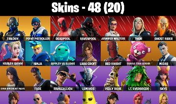CONTA FORTNITE TRYHARD COM MACHADO LEVIATÃ, MIDAS, PASSE MARVEL E 48 SKINS