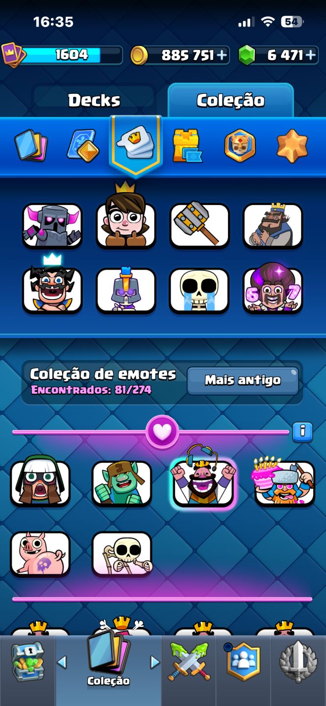 Conta Clash Royale 11k+ com emotes raros e cheia de recursos
