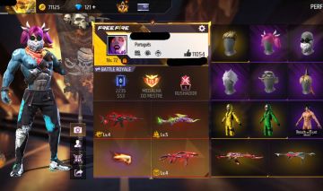 Conta free fire gemada com bandeirao, barbinha, prime 7, punho, 600+ peitorais