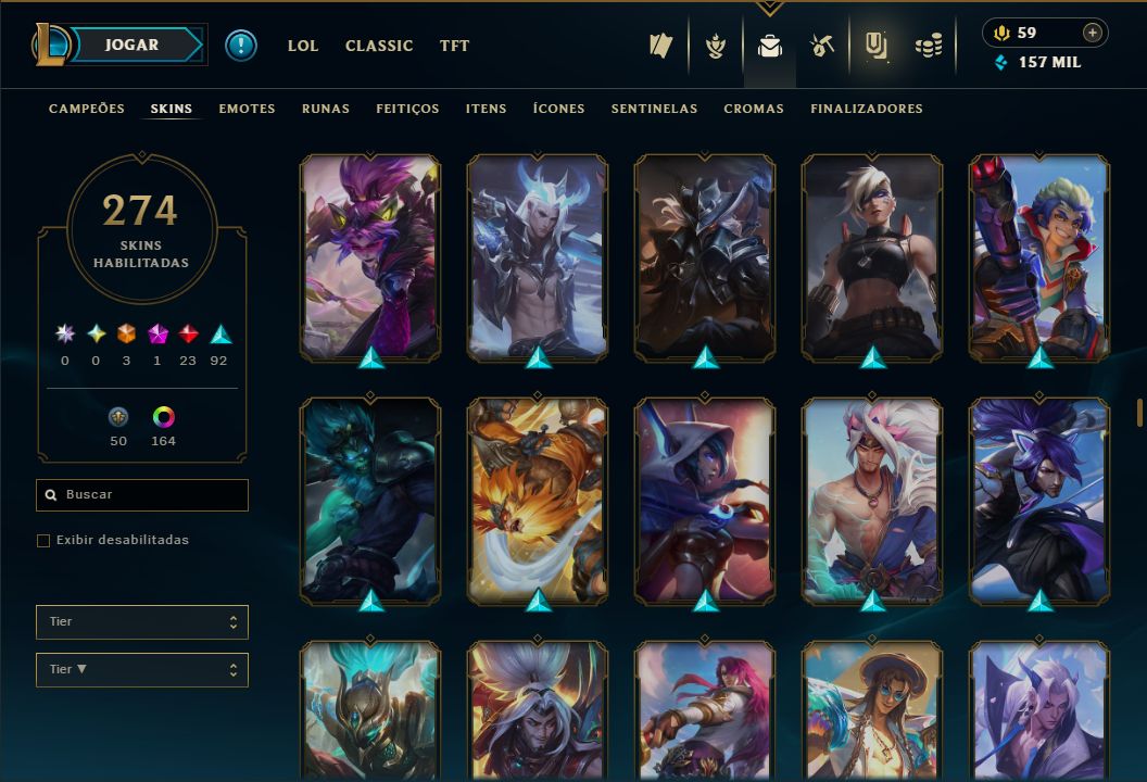 LENDÁRIA YASUO EMISSÁRIO + [ QUASE 300 SKINS HABILITADAS ] + [ TROCA NICK ]