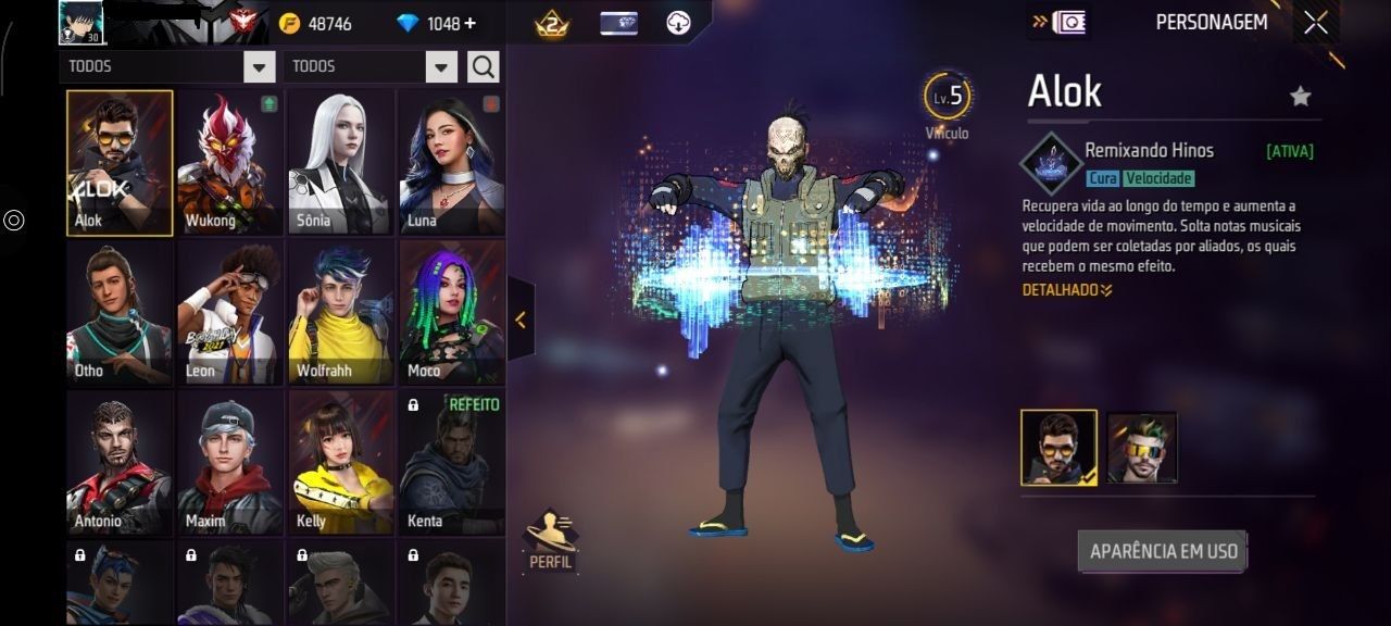 CONTA FREE FIRE LVL 30 MESTRE 5 BR COM MEGUMI JJK|KAKASHI |JIRAYA E 1048 DIMAS