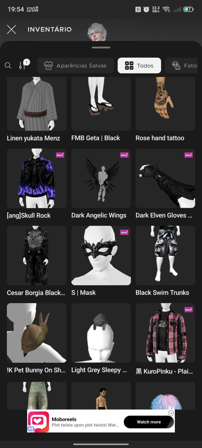 Conta IMVU, masculina com mais de 150 ítens (preço negociável)