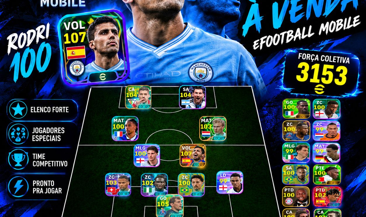 CONTA eFOOTBALL MOBILE MESSI 104 | TIME FORTE 3153 | JOGADORES ESPECIAIS