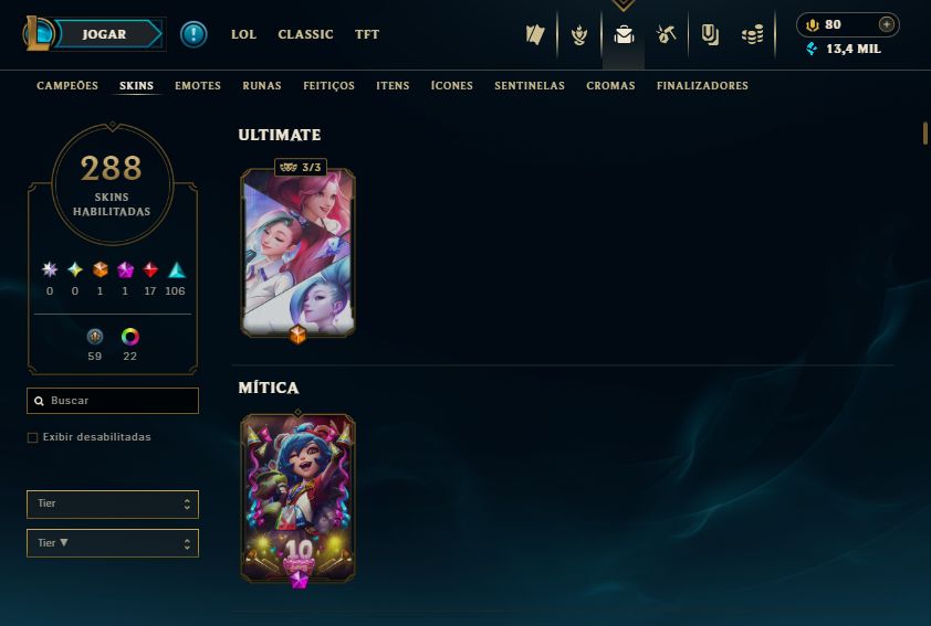 [CONTA LOL VETERANA 2014] TODOS OS CAMPEÕES | 288+ SKINS |