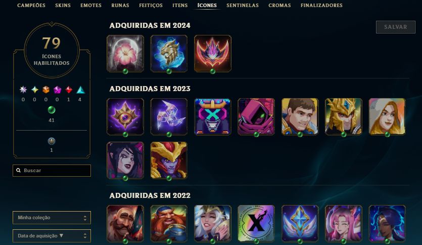 CONTA PLATINA 4 / 13 SKINS / LUX CÓSMICA / BROLAF / TRYNDAMERE LUA SANGRENTA