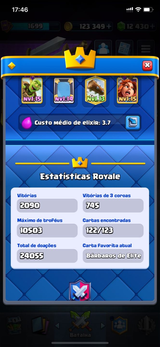 CONTA CLASH ROYALE NÍVEL 15, COM 10.500 TROFÉUS, ARENA 26