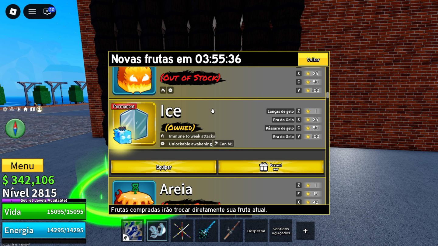 CONTA DE BLOX FRUITS COM 4 V4 - SANGUINE - ICE PERM E MUITO MAIS!!