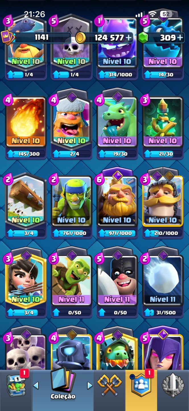 Conta Clash Royale 5600 Troféus + Cartas Upadas Arena 16