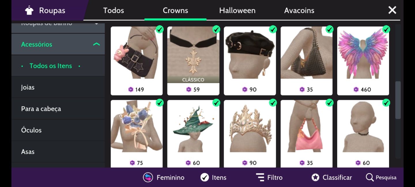 Conta avakin life. Level 53, 70k de Dima, vários itens em crowns.