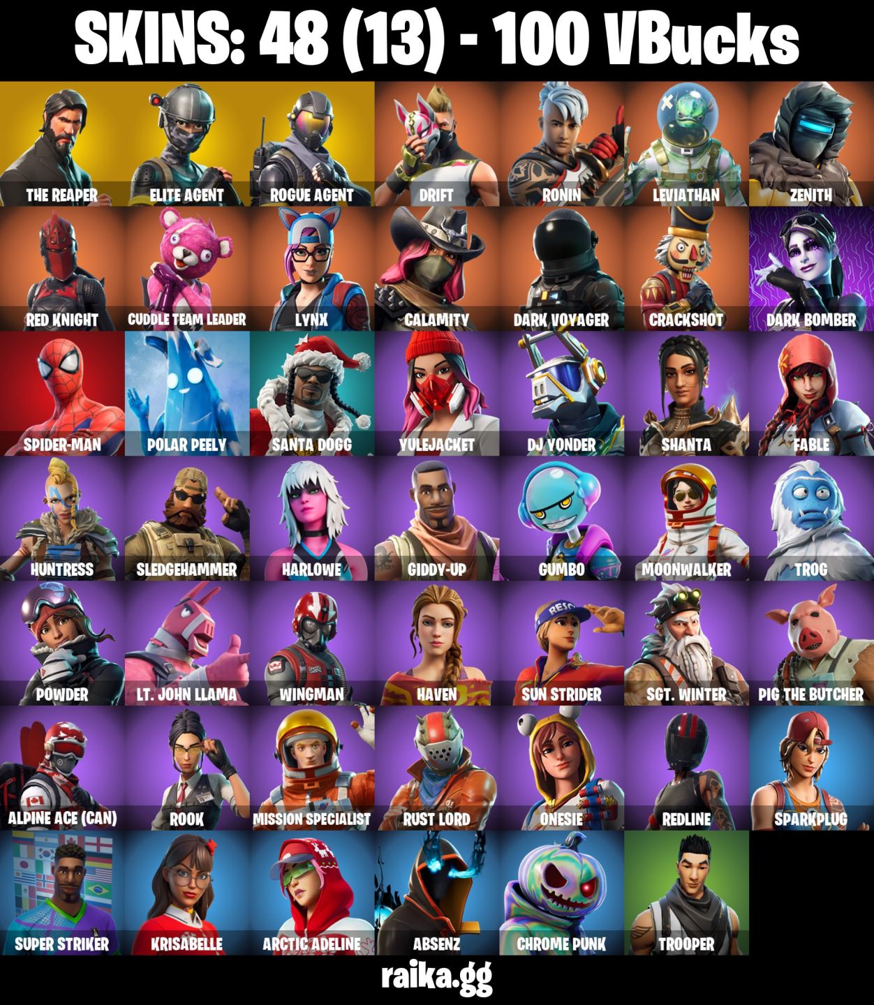 48 Skins | The Reaper Ceifador Atemporal Rogue Agent Fresh e Muito +