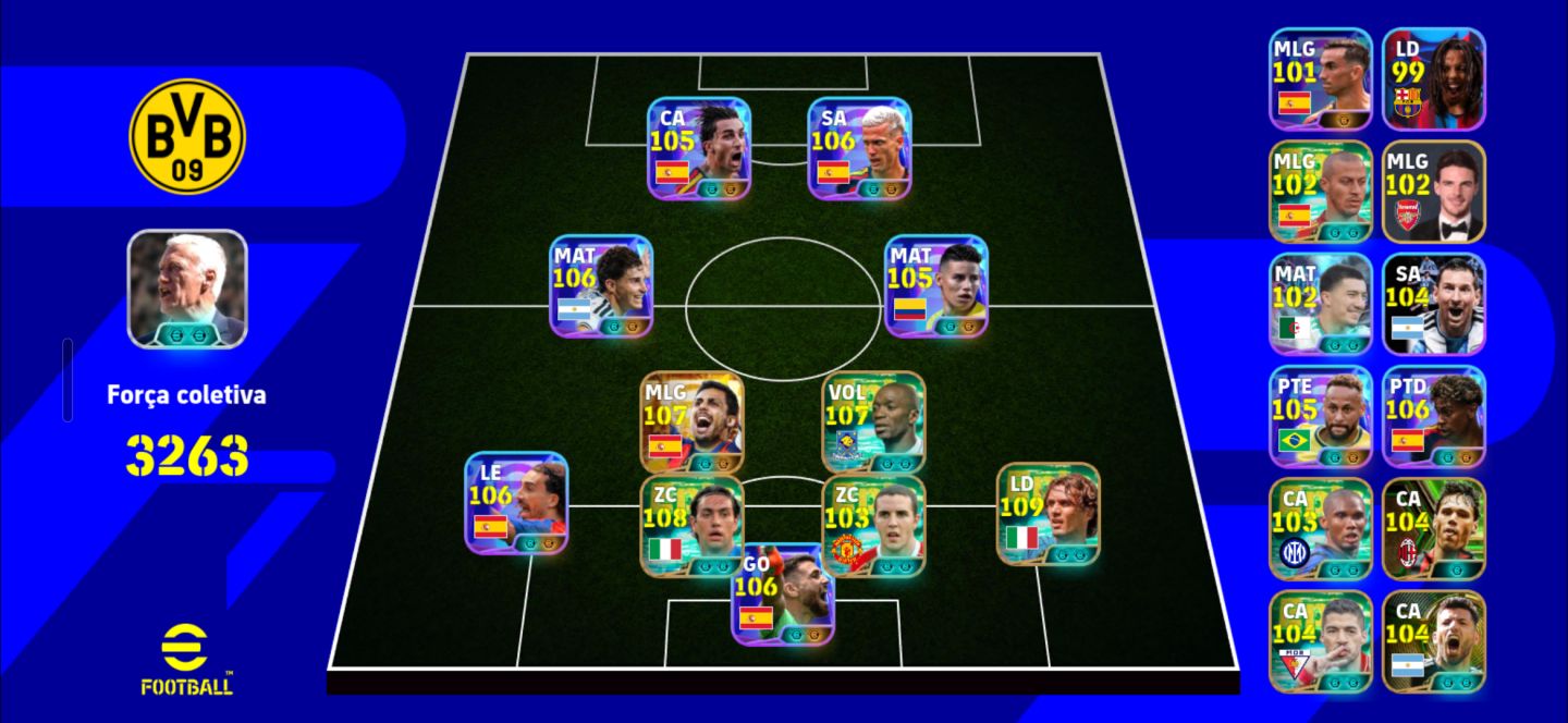 Conta Efootball 3260+, rodri big time, makelele, nesta, maldini, box espanha