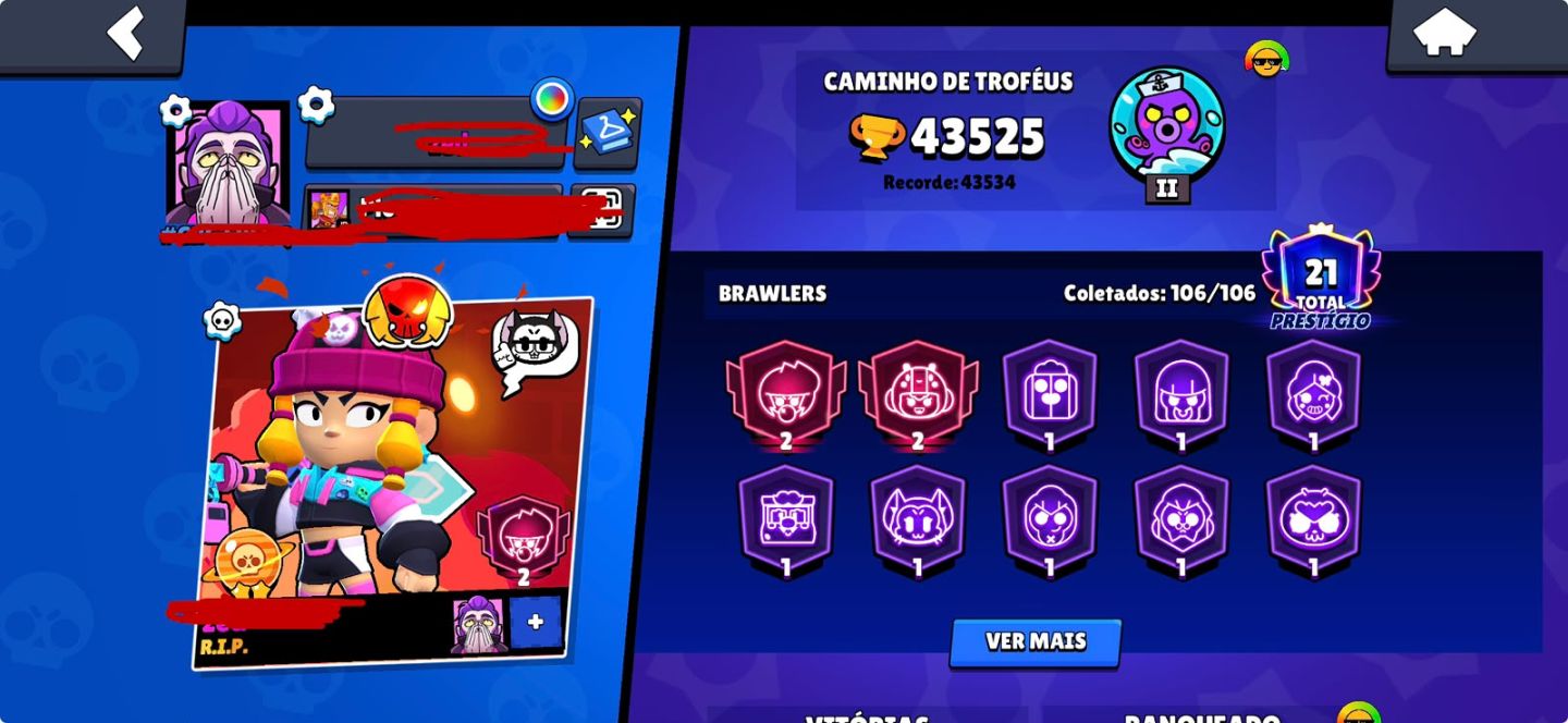 Conta BrawlStars ENDGAME - 50 LVL 11 - 300 SKINS - FULL BUFFIES - Passe Ativo