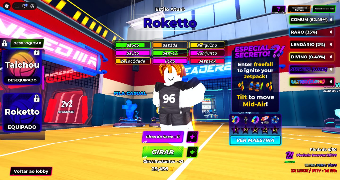 (Riku, Taichou e Roketto e conta maior de 18) Conta de Volleyball Legends