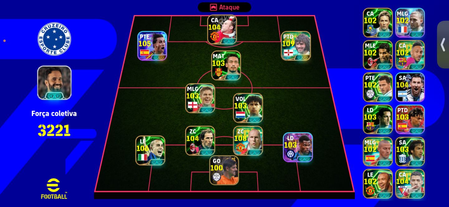 Conta Efootball força do time 3221