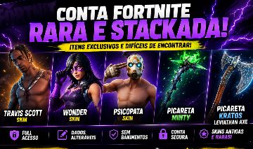 Conta rara de Fortnite skins :Travis , psicopata e wonder e mais de 200 skins!