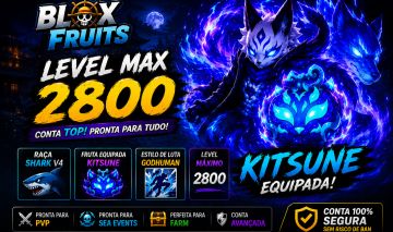 CONTA BLOX FRUITS | LEVEL MAX 2800 | SHARK V4 | KITSUNE | GODHUMAN