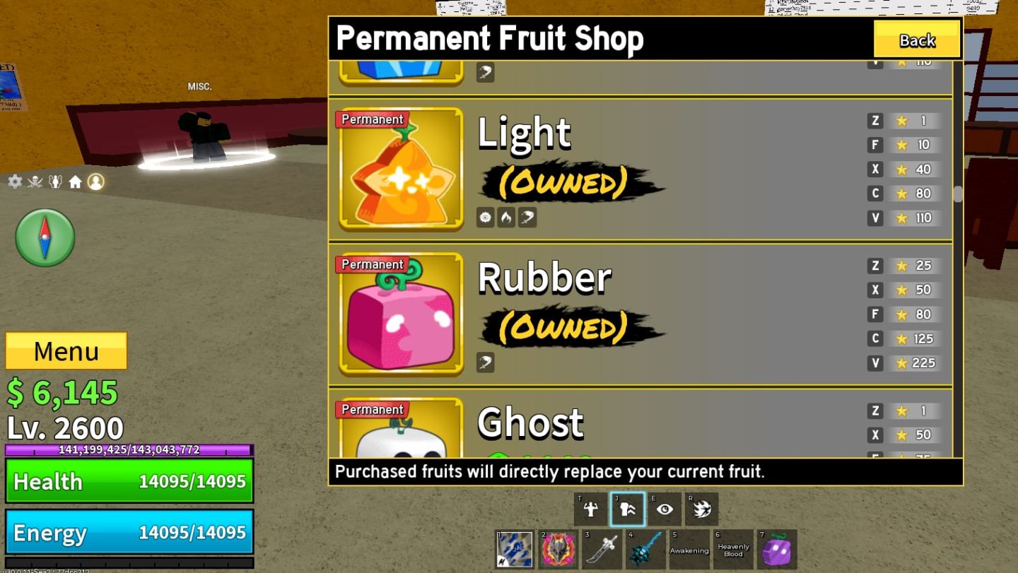 Conta blox fruits perfeita para main com diversas frutas permanentes