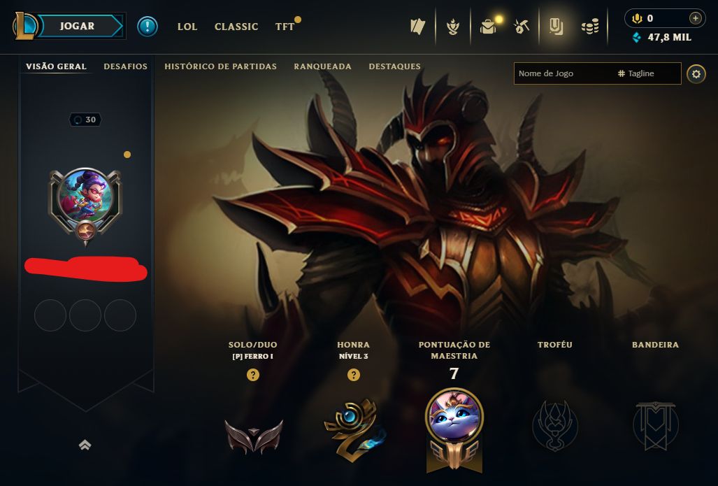 [Entrega Automática] Lol Ferro, 47K Ea, Level 30, Upada na Mão, 100% Segura!