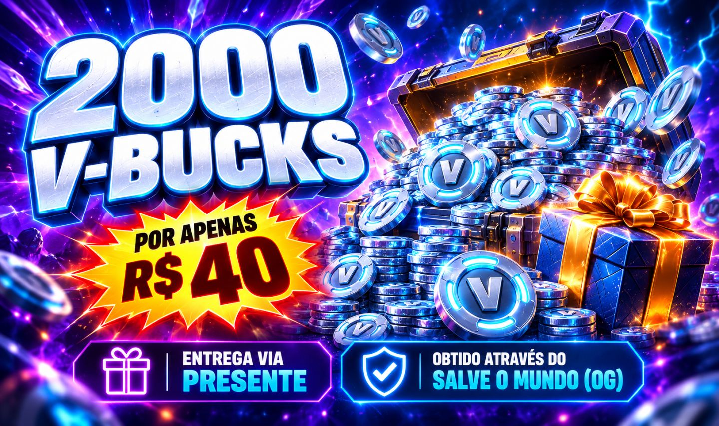2000 V-BUCKS FORTNITE POR R$ 40 VIA PRESENTE/ VBUCKS LEGTIMO DO SALVE O MUNDO OG