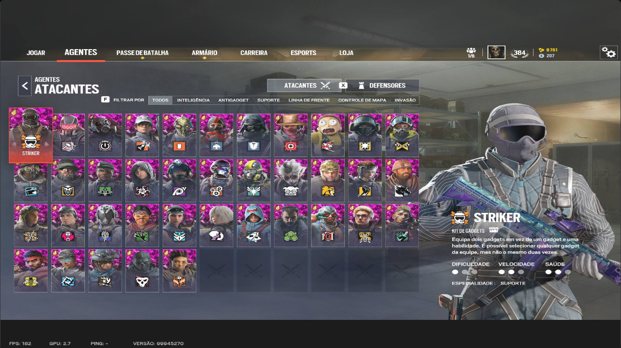 Conta de R6 2016 com varias SKINS