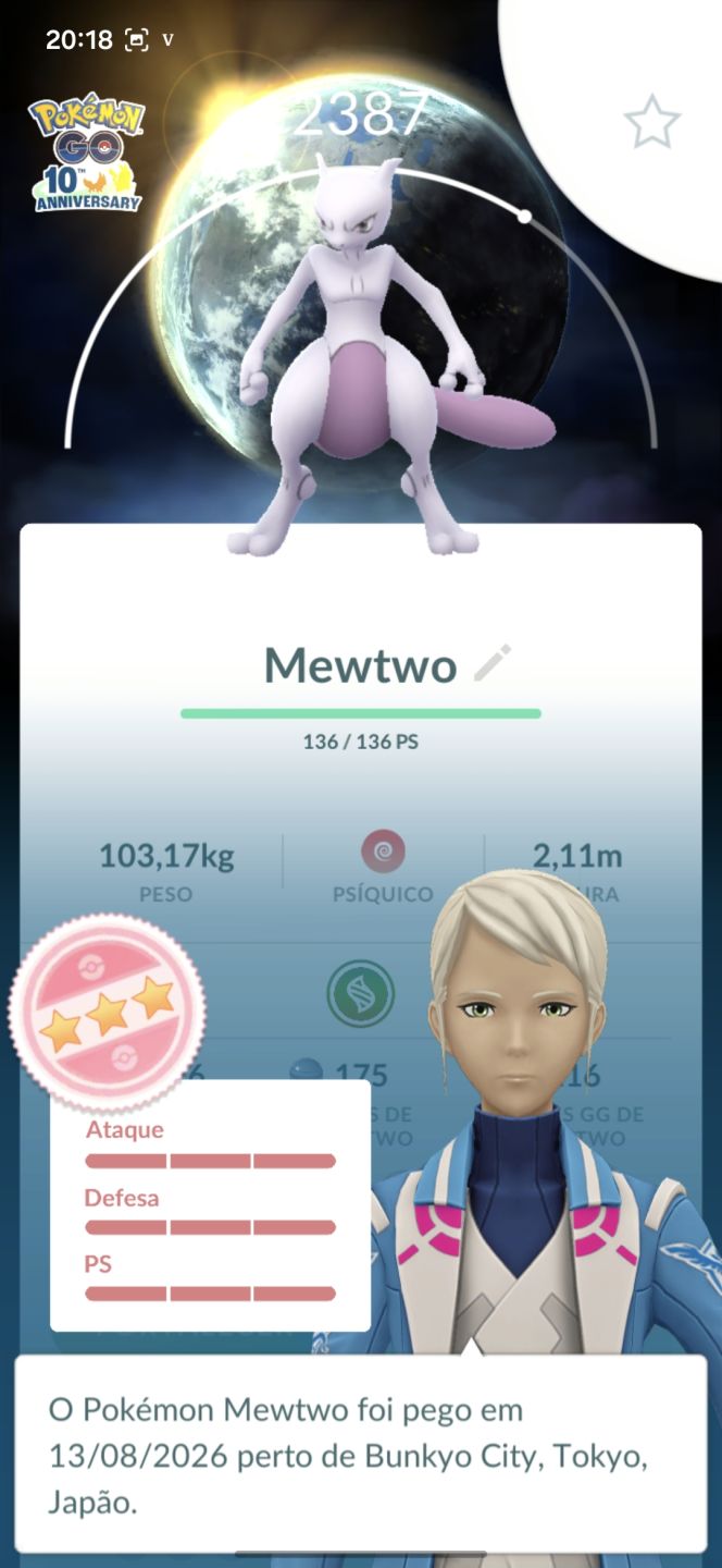 1 lendário shiny sombroso + 1 00% - Conta avançada- Pokemon go